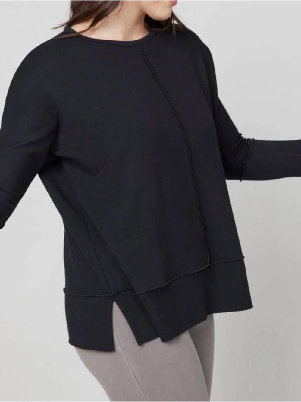 Spanx Perfect Length Top Size XS Dolman 3/4 Sleeve Very Black